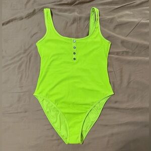 L*SPACE NWT FLOAT ON ONE PIECE SWIMSUIT ACID GREEN SIZE 10 Large L